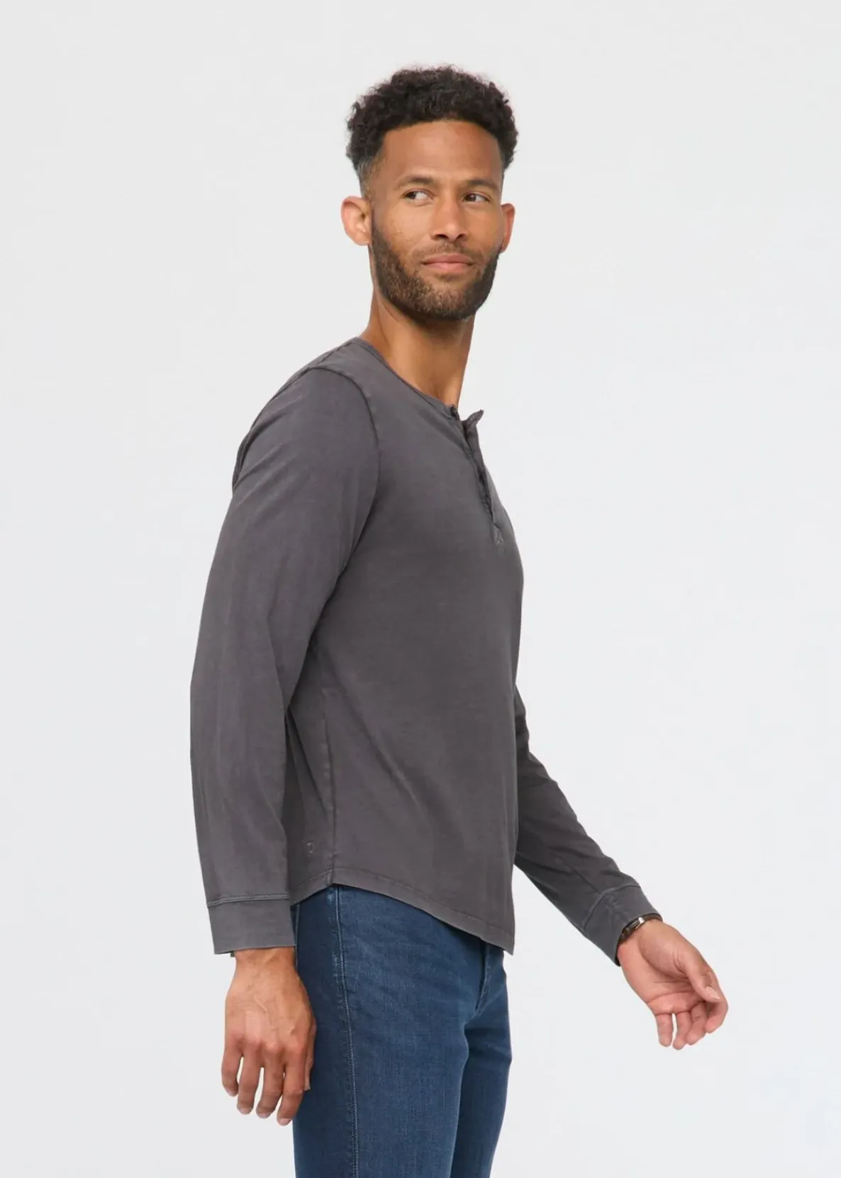 Duer Men's PurePima Vintage Henley - Washed Grey