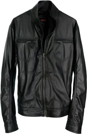 DURSS Leather Jacket in Black - Lightweight Calfskin