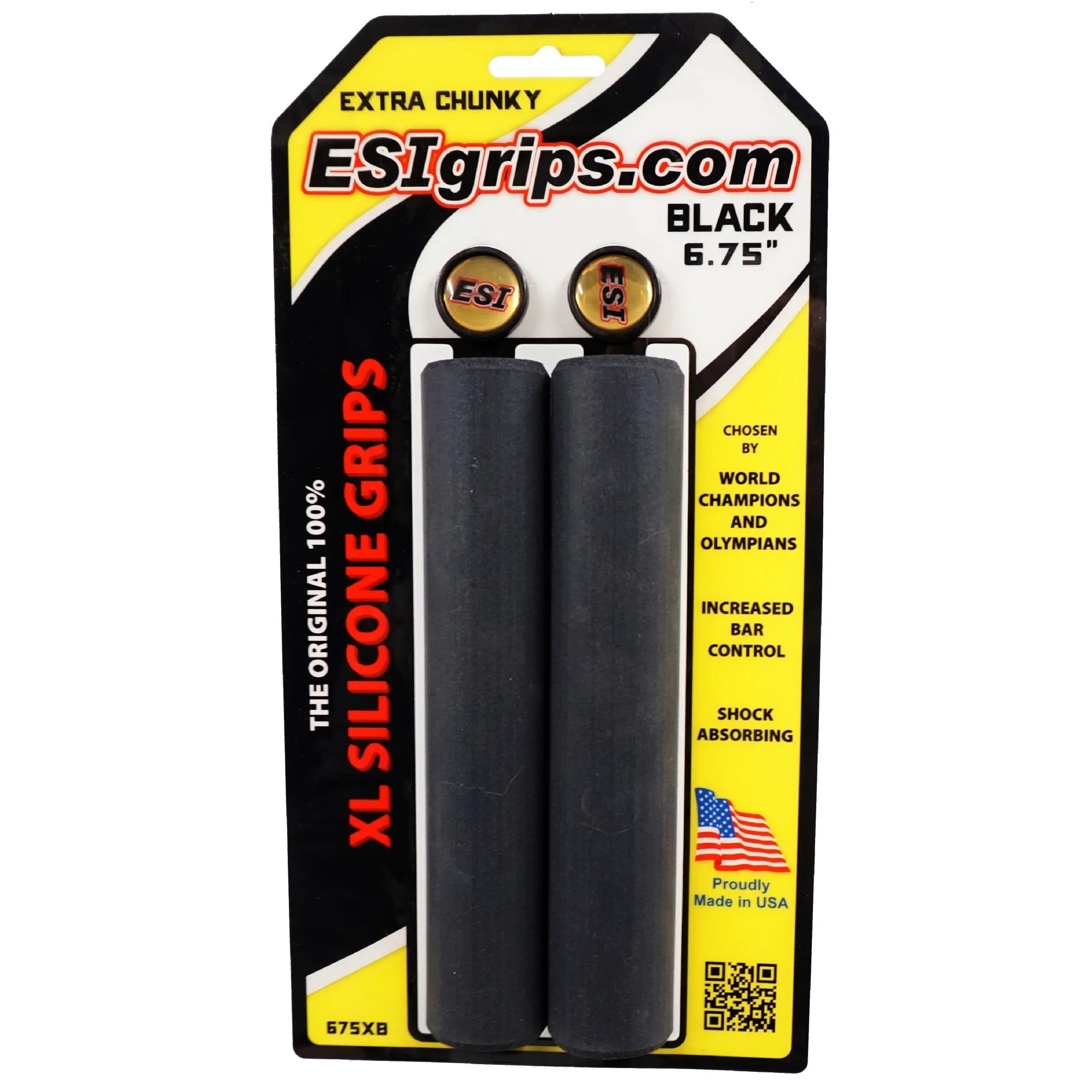 ESI Chunky 6.75" or 8.25" Bike Black Grips 100% SILICONE