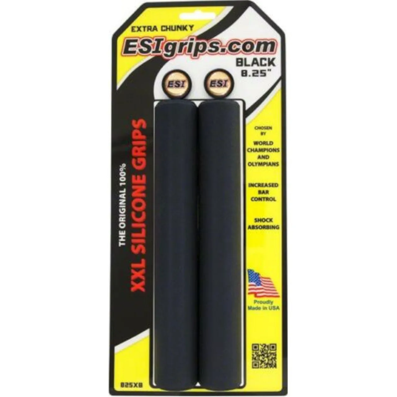 ESI Chunky 6.75" or 8.25" Bike Black Grips 100% SILICONE