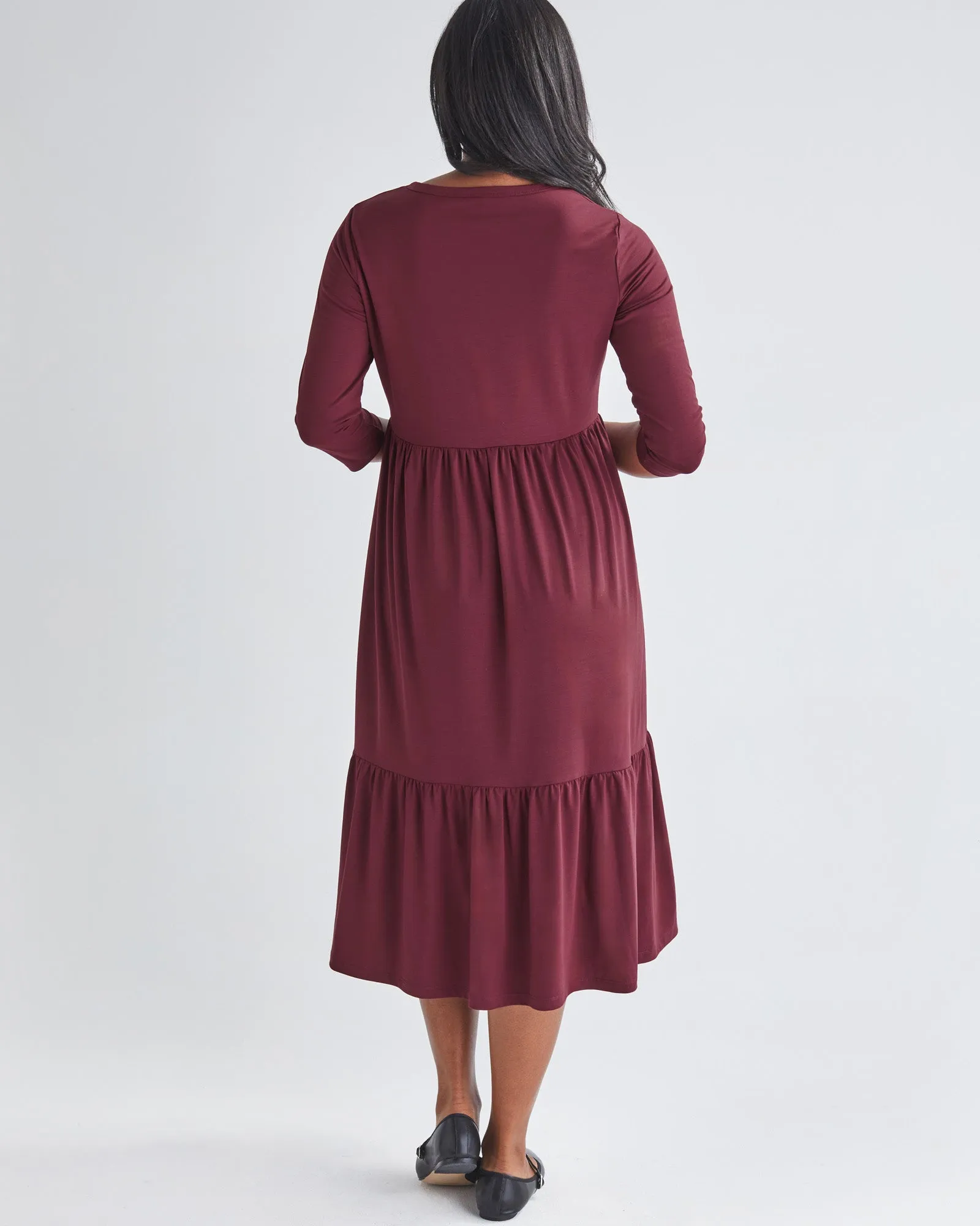 Essential Maternity Midi Dress in Burgundy