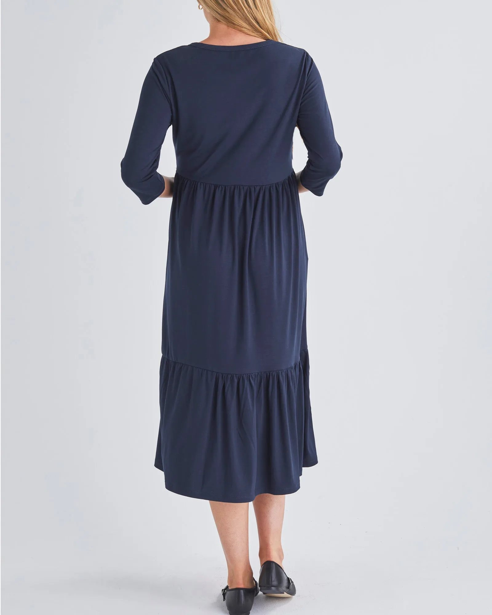 Essential Maternity Midi Dress in Navy