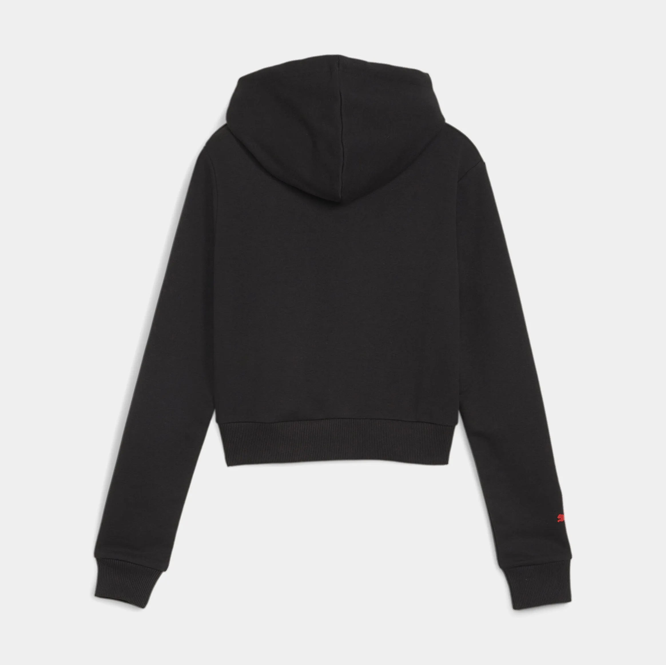 F1 Motorsport Cropped Pullover Womens Hoodie (Black/Red)