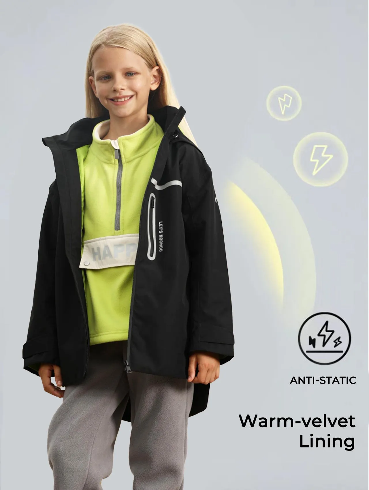 Family Windbreak Jacket with Fleece Lined Warm Suit