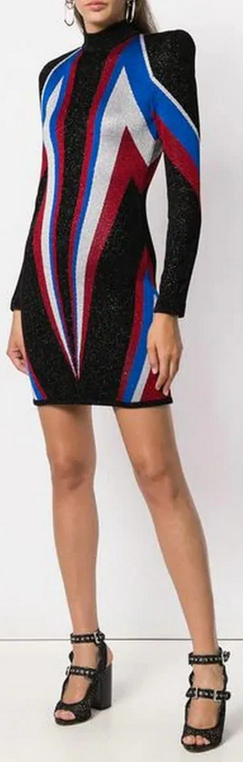 'Fantasy' High-Neck Knit Mini Dress