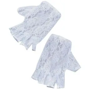 FINGERLESS LACE GLOVES WHITE SHORT