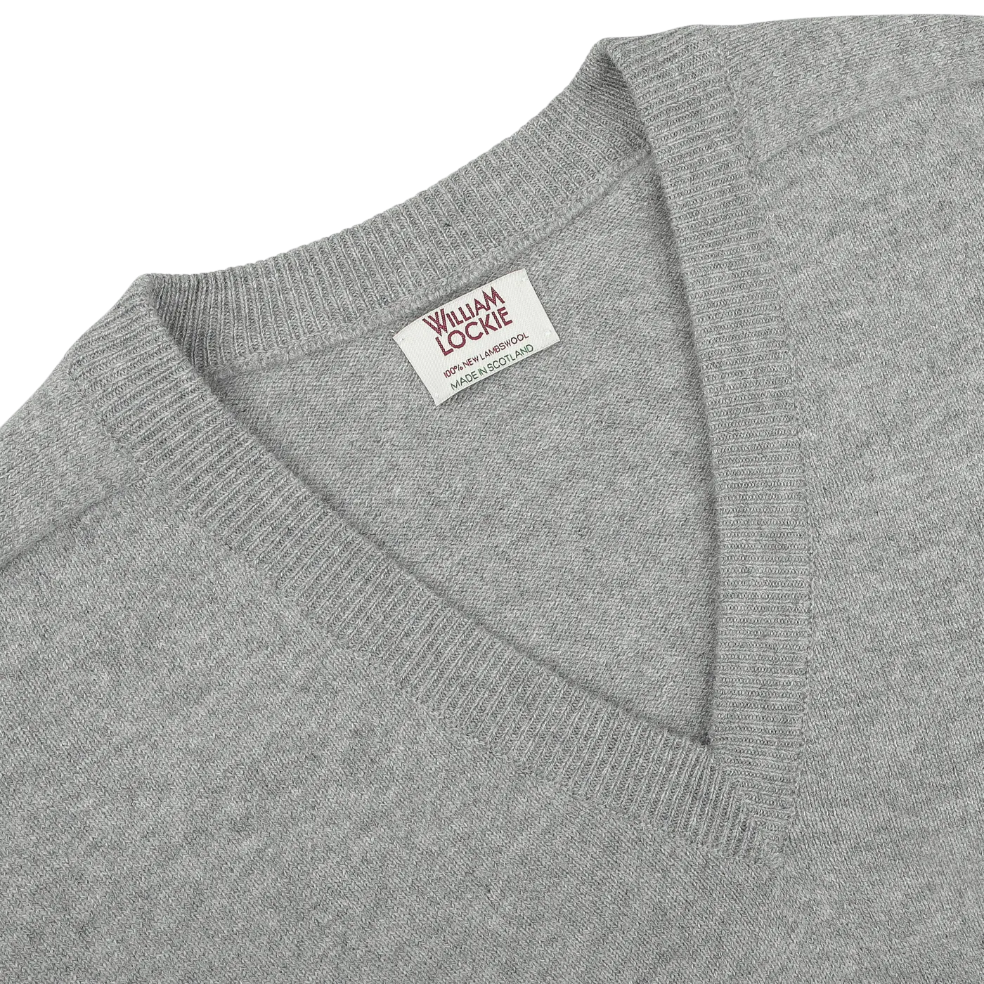 Flannel Grey Deep V-Neck Lambswool Sweater