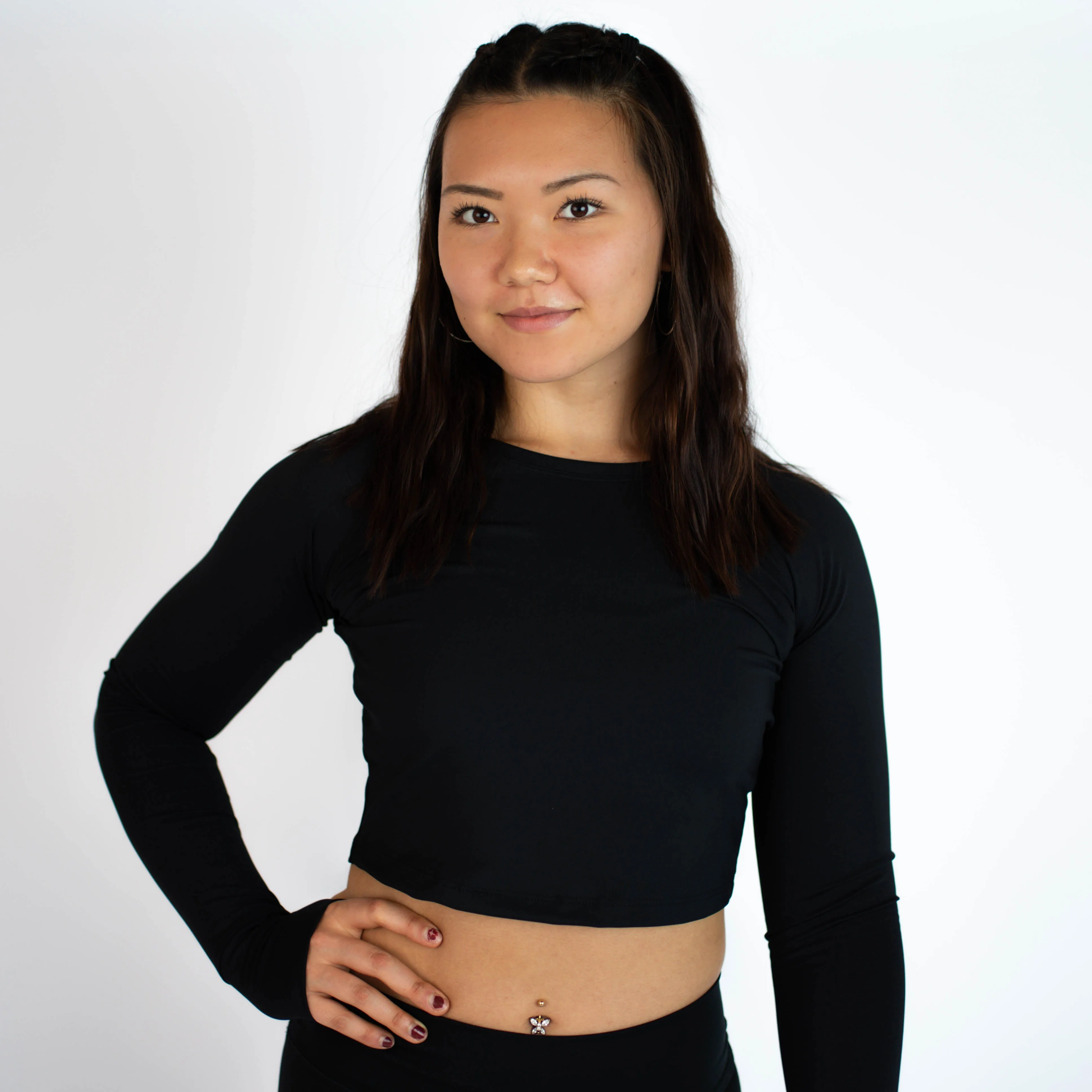 FLEO Foundation Long Sleeve Crop (Janus) - Black