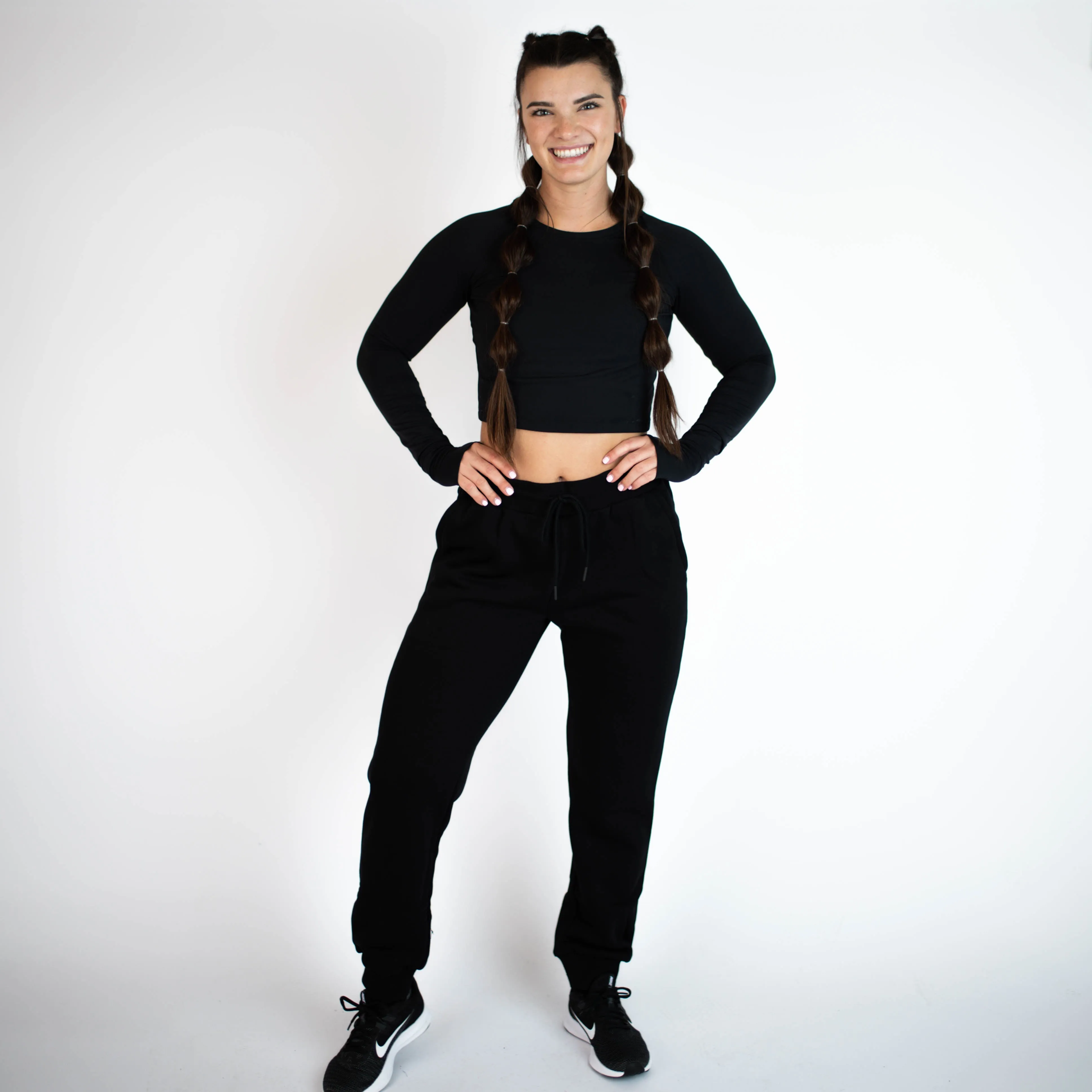 FLEO Foundation Long Sleeve Crop (Janus) - Black