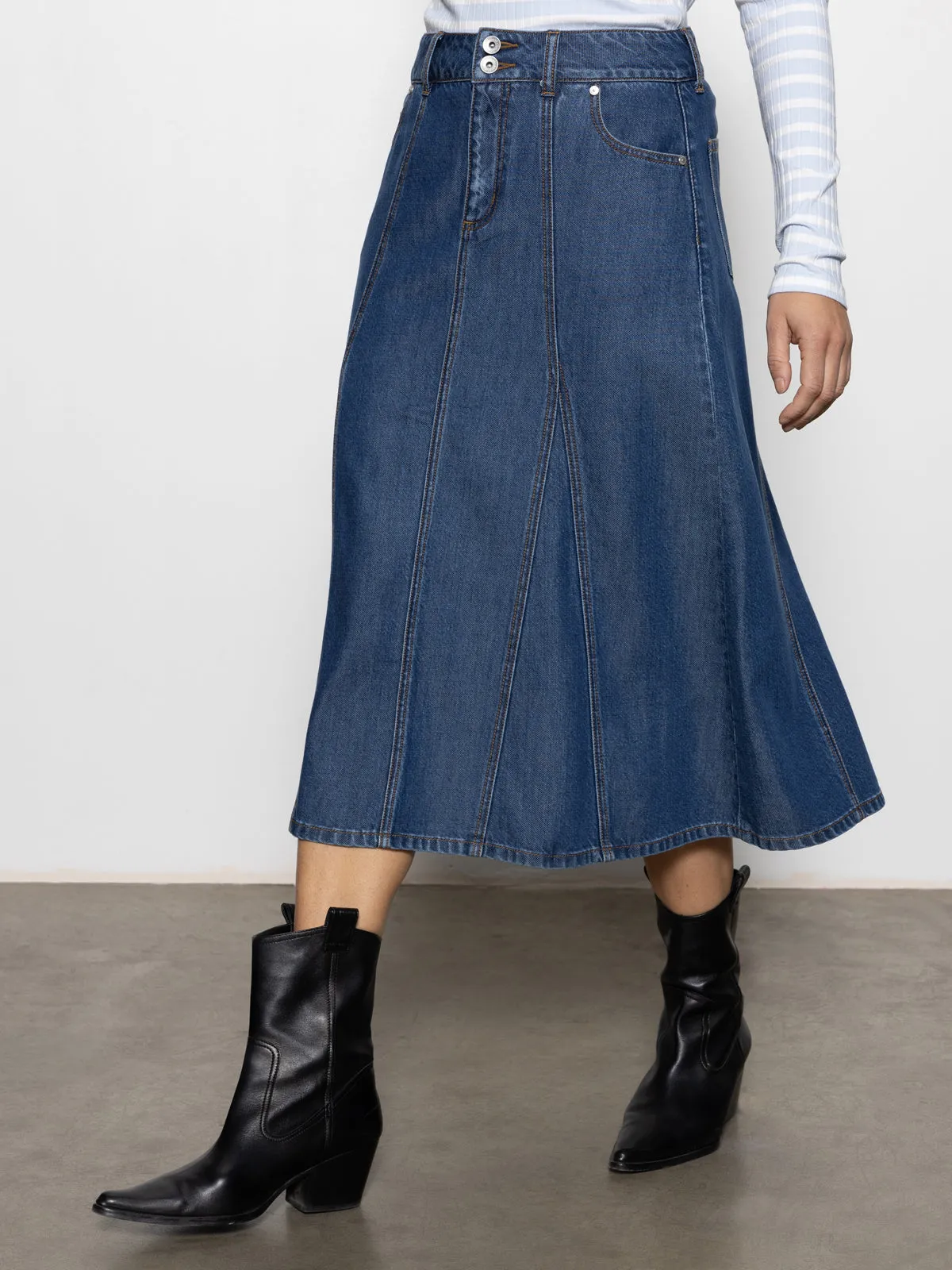 Flora Denim Skirt Happy Hour