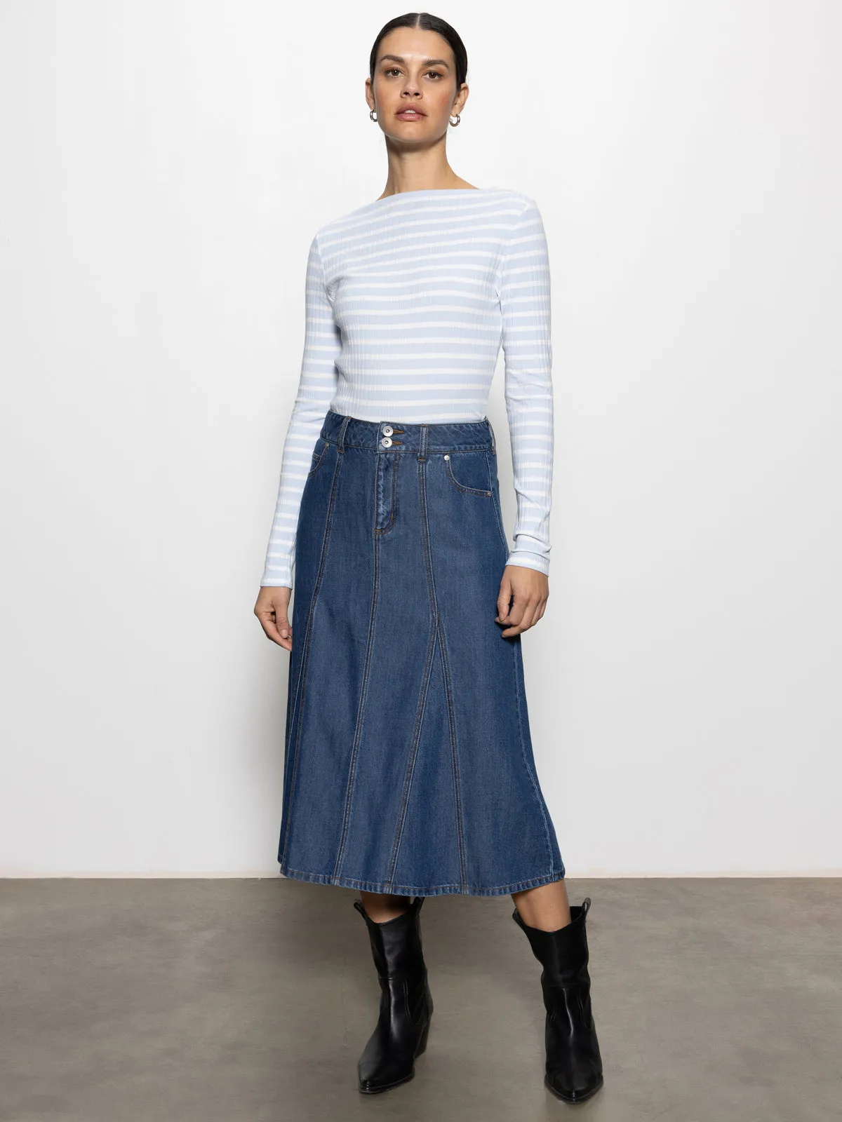 Flora Denim Skirt Happy Hour