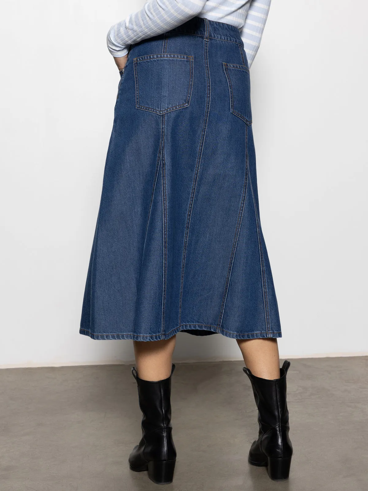 Flora Denim Skirt Happy Hour