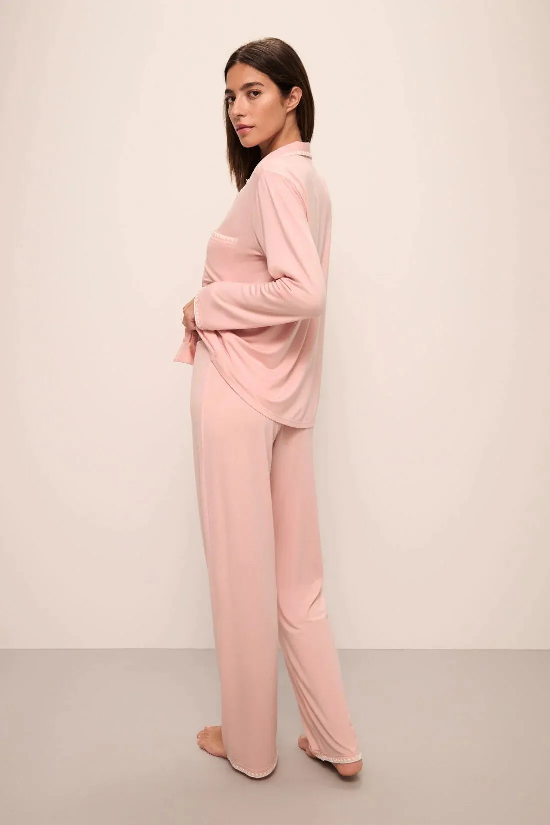 FRIDA Long PJ Set in Silver Pink/Ivory