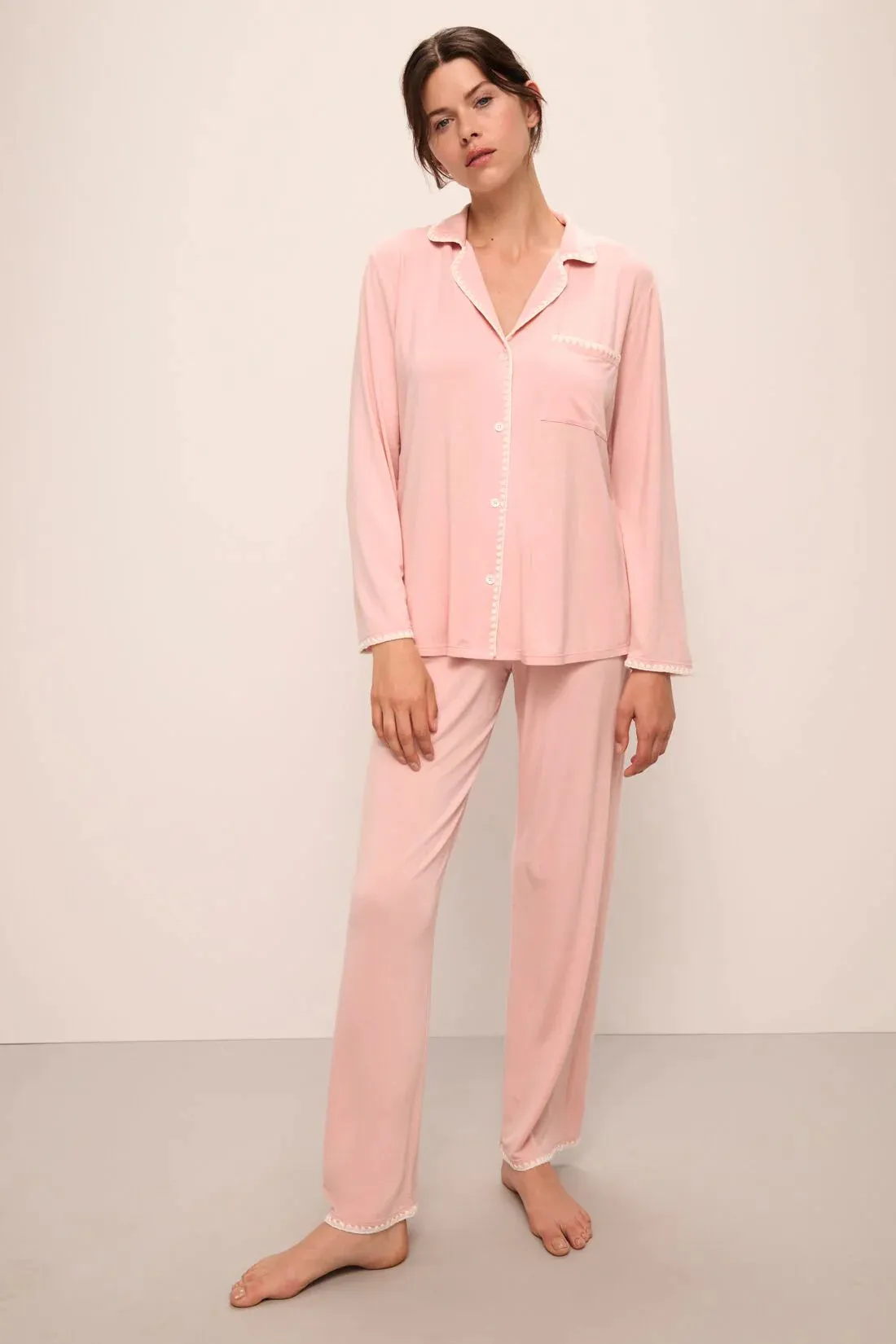 FRIDA Long PJ Set in Silver Pink/Ivory