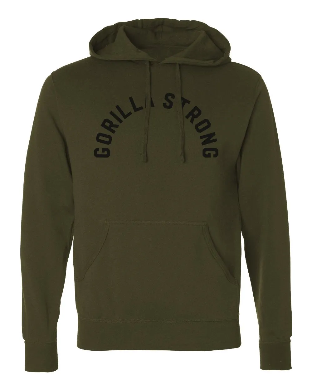 Gorilla Strong - on Army Pullover Hoodie