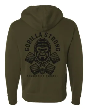 Gorilla Strong - on Army Pullover Hoodie