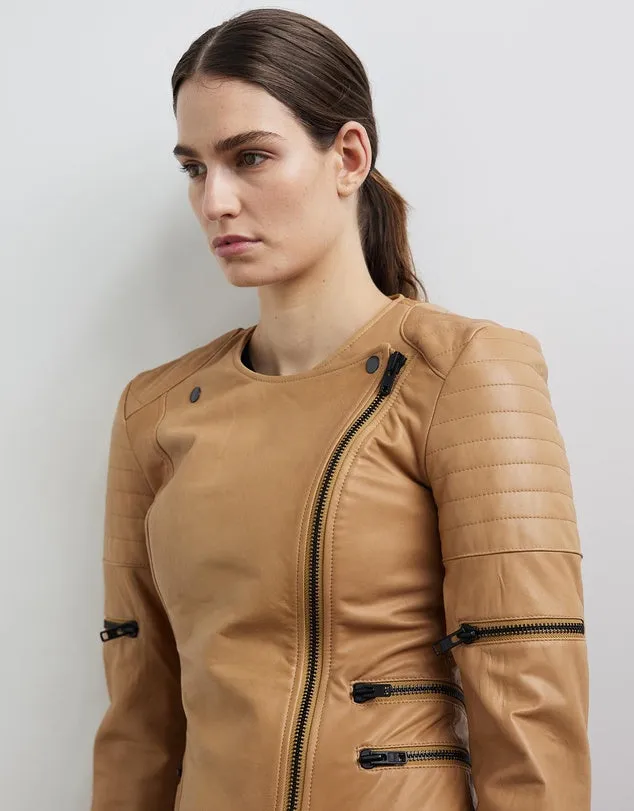 Greenwich Street Motor Jacket Camel Leather