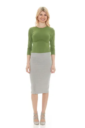 Grey Cotton Pencil Skirt