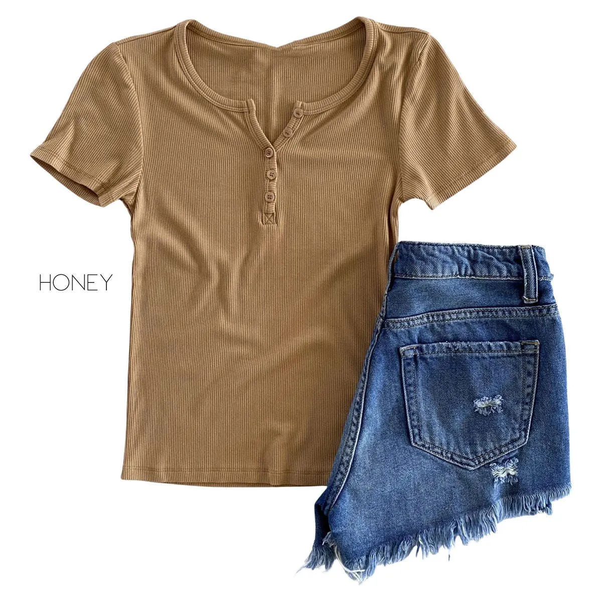 Henley Split Neck Top