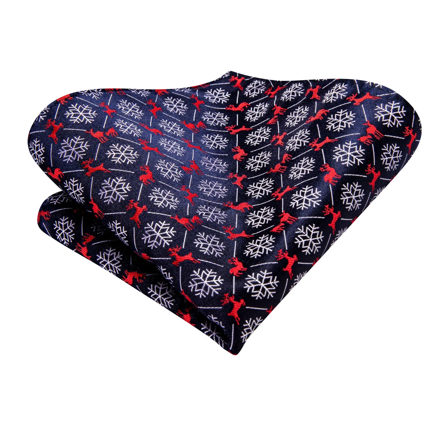 Hi-Tie Blue Necktie White Snowflakes Mens Silk Tie Hanky Cufflinks Set