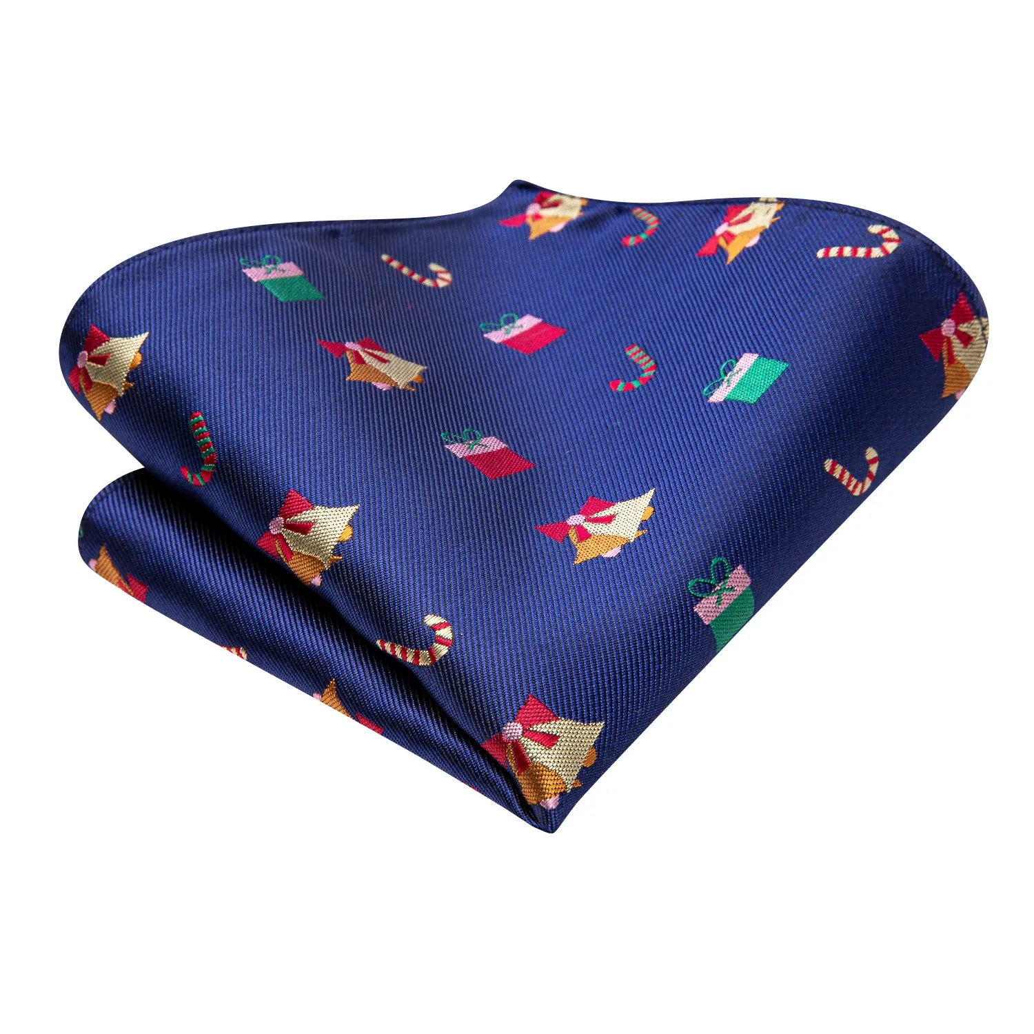 Hi-Tie Christmas Blue Novelty Men's Tie Pocket Square Cufflinks Set