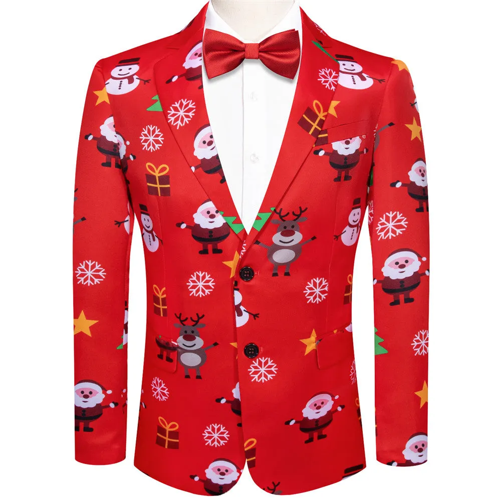 Hi-Tie Red Christmas Suit Festival Designer Snata Suit for Men