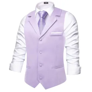 Hi-Tie Thistle Purple Waistcoat Solid Notch lapels Men's Vest