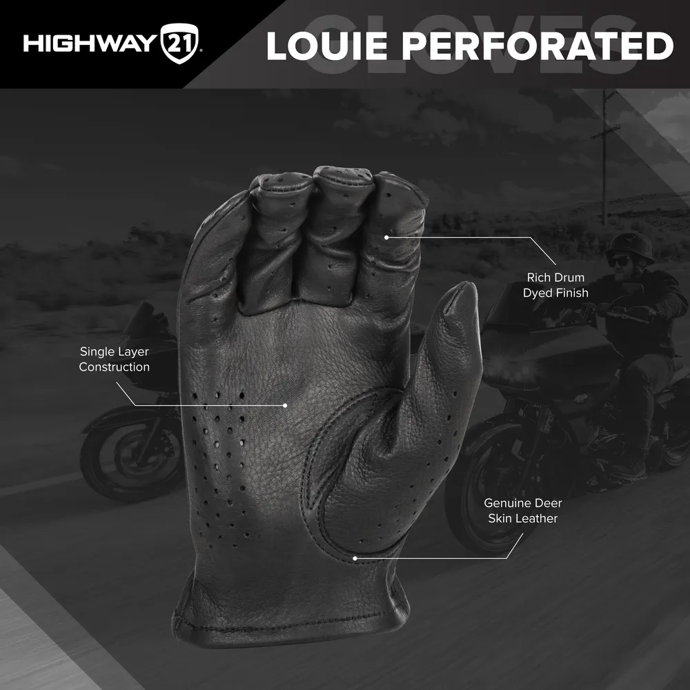 Highway 21 Louie Perforated Motorcycle Riding Gloves