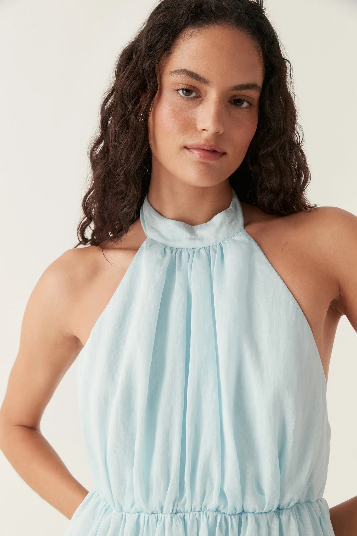 Hilma Frill Maxi Halter Dress