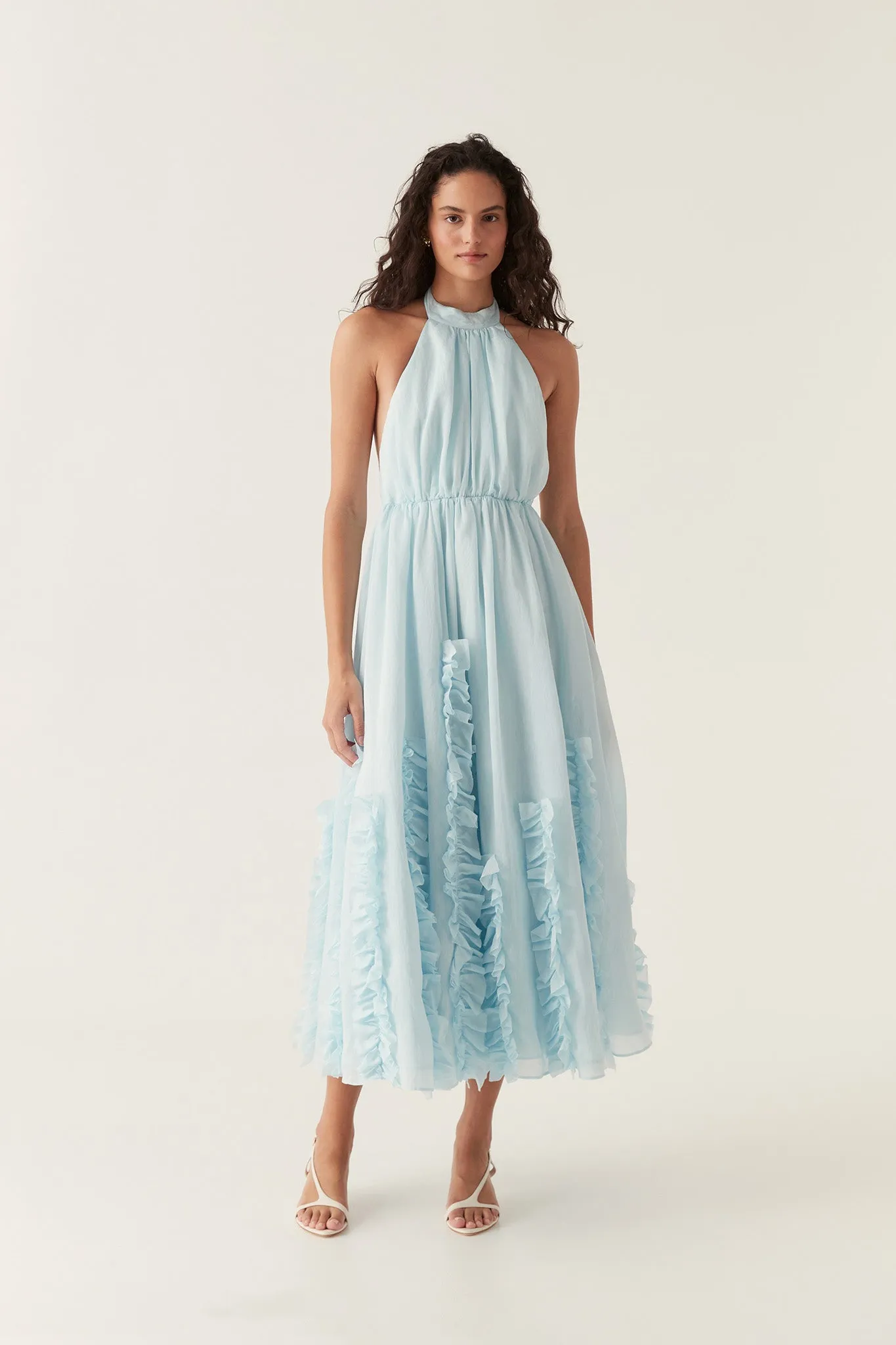 Hilma Frill Maxi Halter Dress