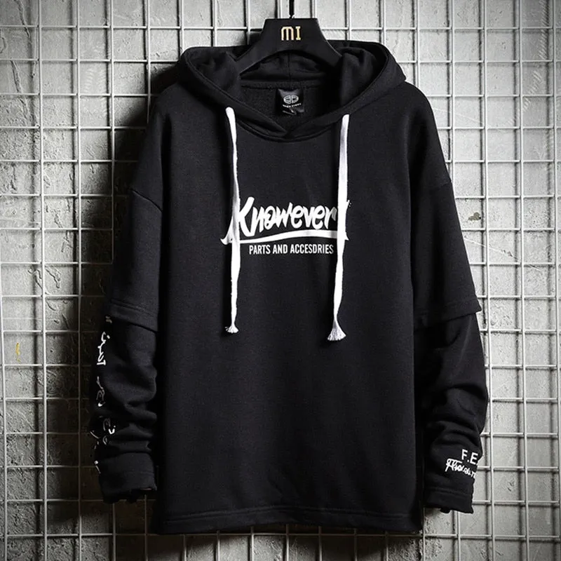 Hip Hop Men Hoodies Sweatshirt Autumn Cotton Black Male Streetwear