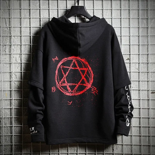 Hip Hop Men Hoodies Sweatshirt Autumn Cotton Black Male Streetwear