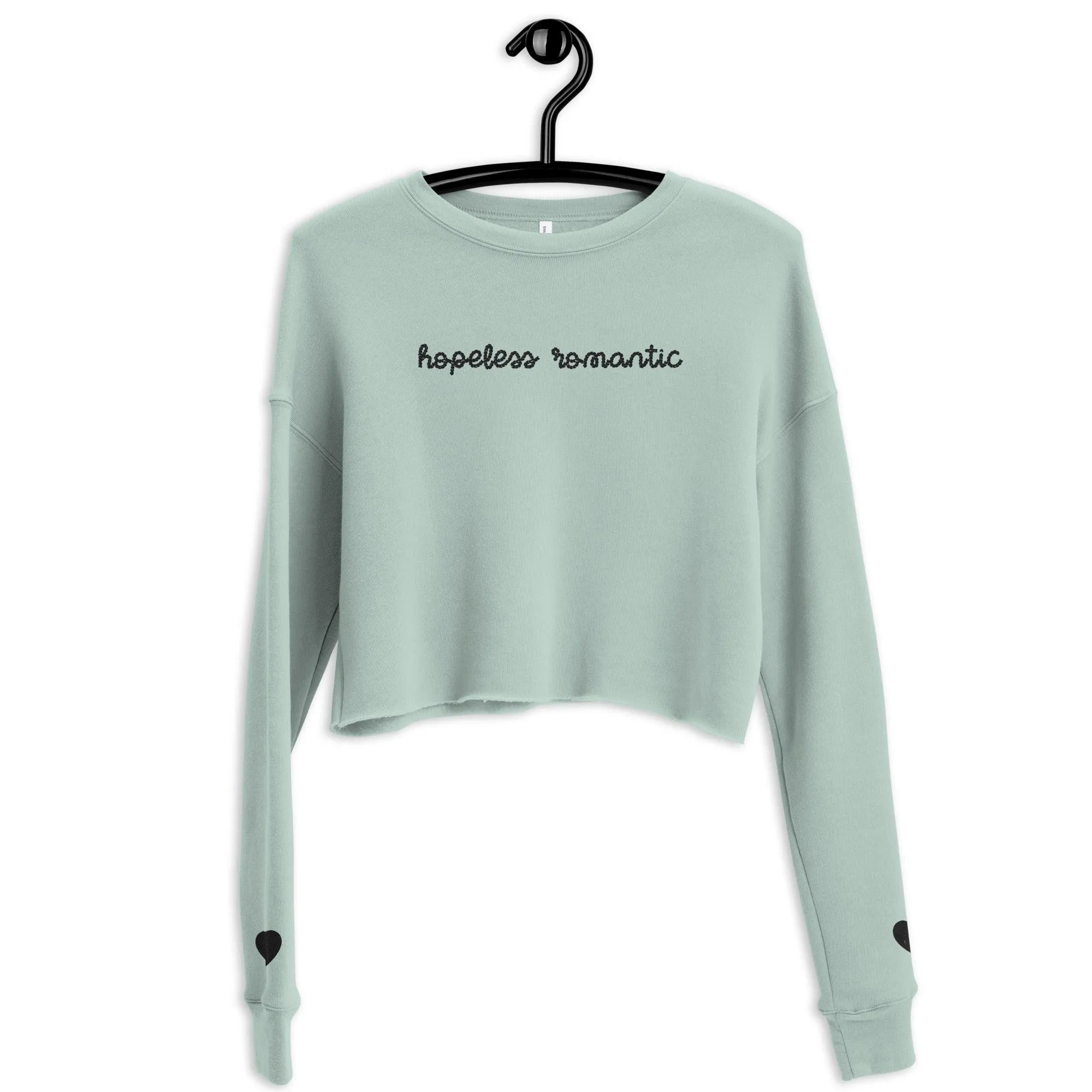 Hopeless Romantic Embroidered Crop Sweatshirt