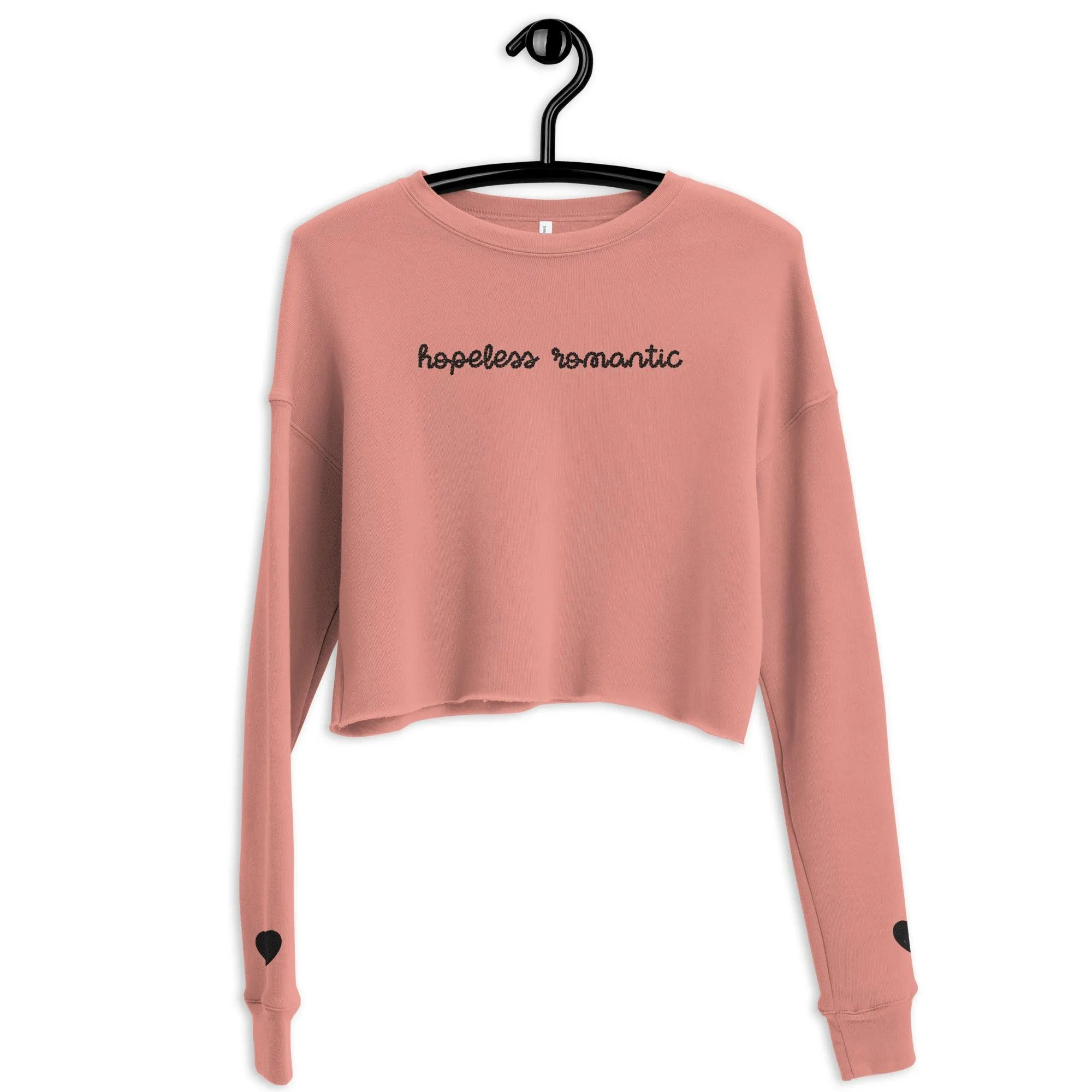 Hopeless Romantic Embroidered Crop Sweatshirt