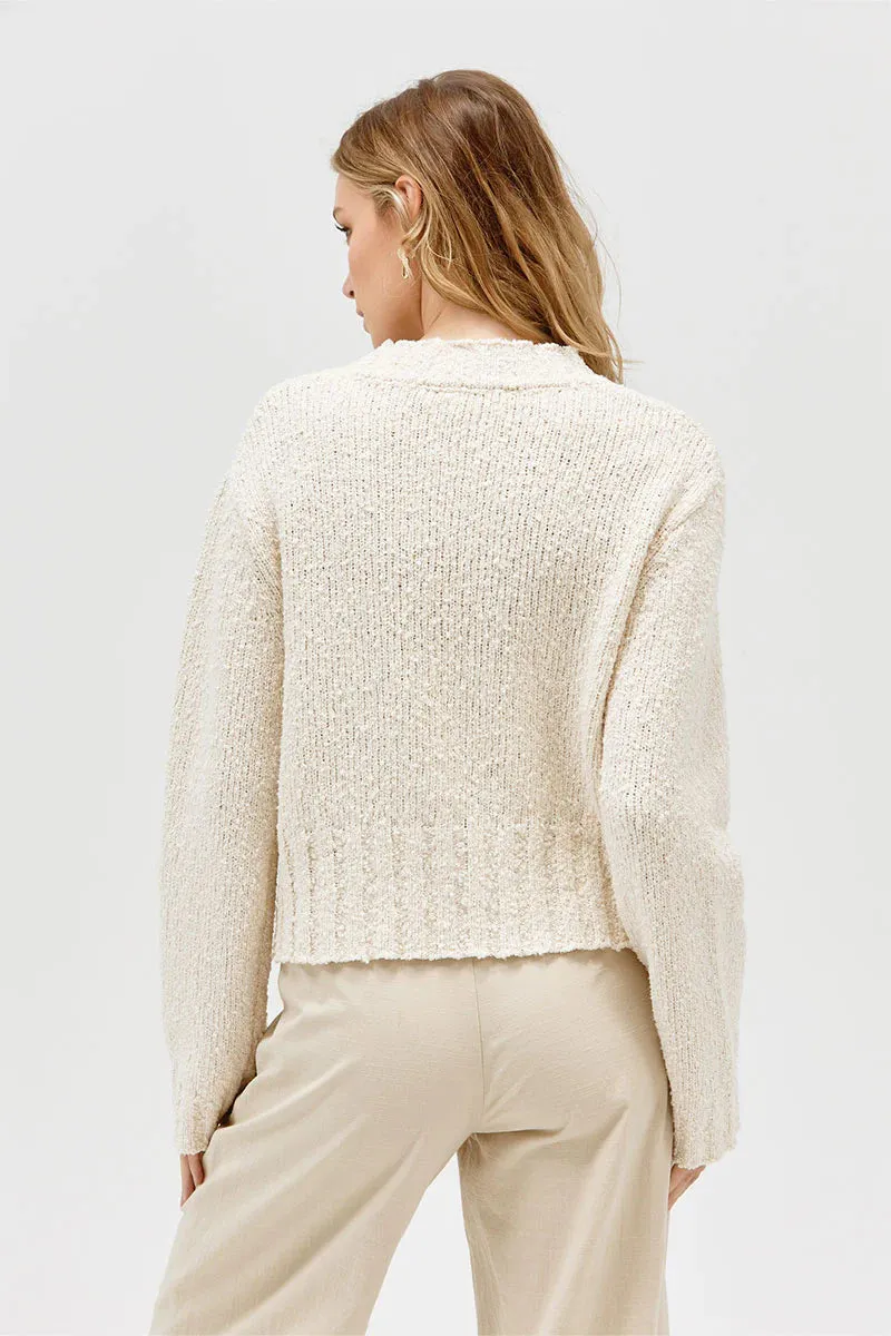 Inverse Crop Cardigan - Cream