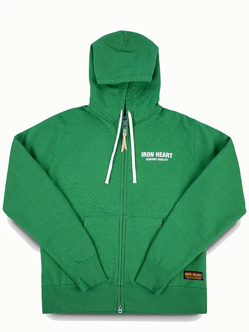 Iron Heart Green 14oz Ultra Heavyweight Loopwheel Cotton Zippered Hoodie