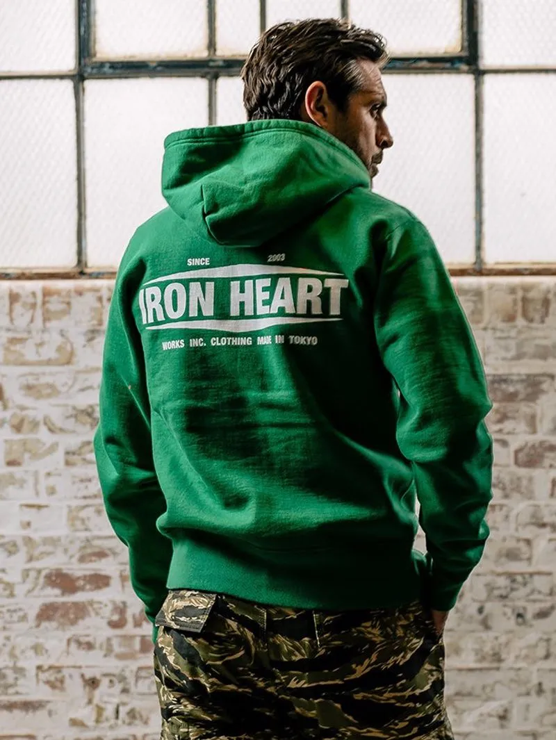 Iron Heart Green 14oz Ultra Heavyweight Loopwheel Cotton Zippered Hoodie