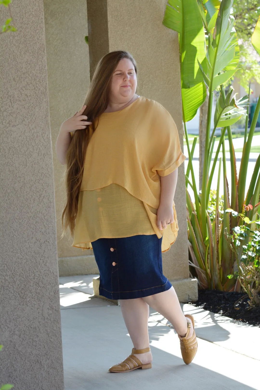 Isabel Curvy Mustard Top