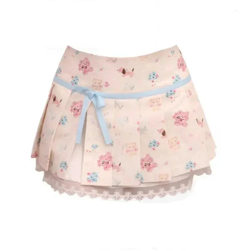 Kawaii Nursery Friends Pleated Skirt