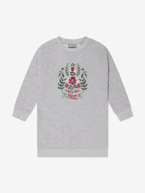 KENZO Girls Embroidered Sweater Dress in Grey