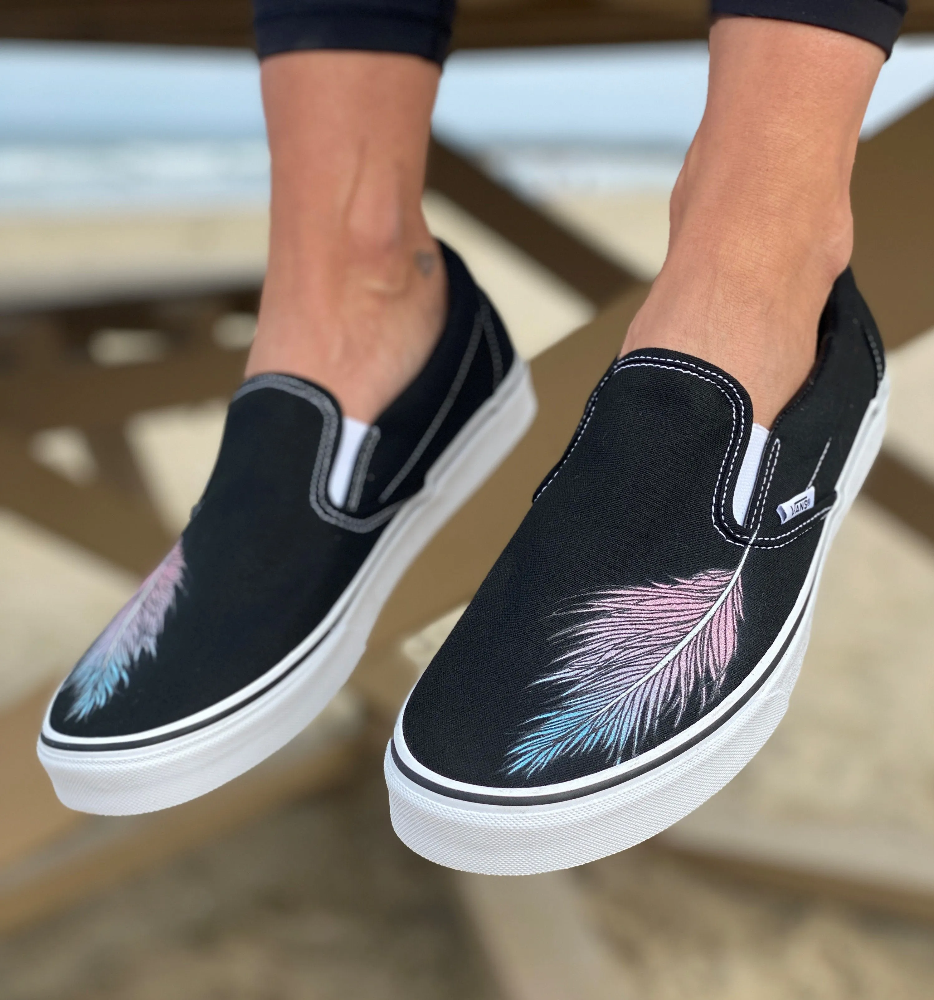 Kids Shoes - Feather Black Slip Ons