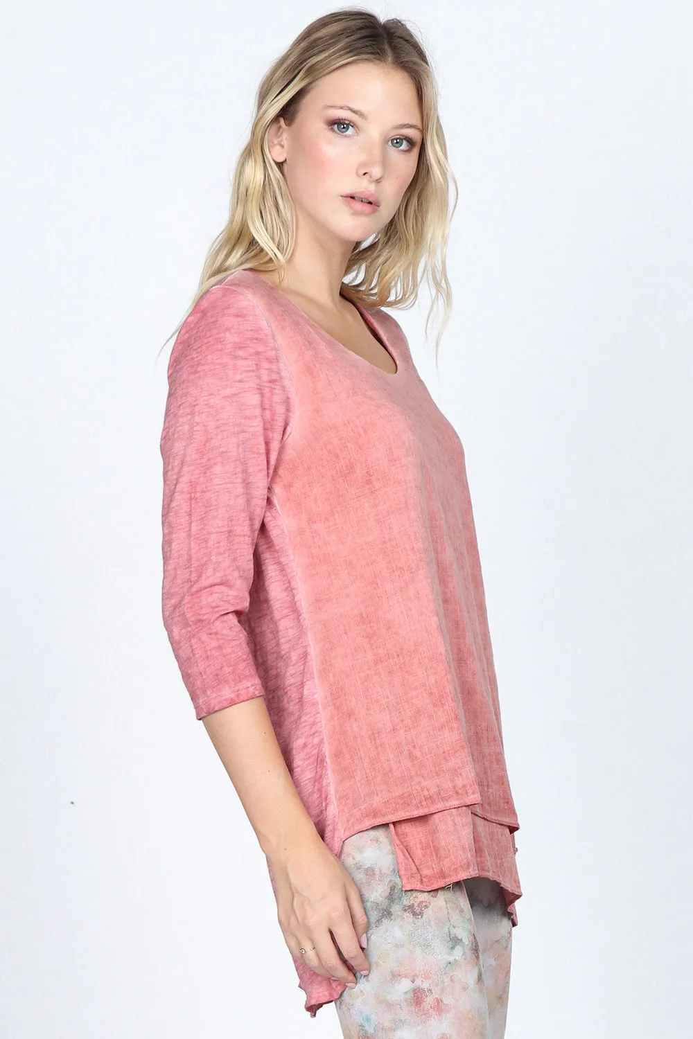 Layered Asymmetrical Oil Washed Tunic