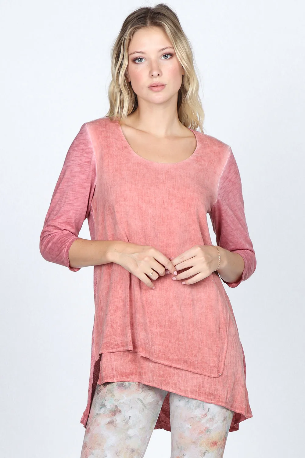 Layered Asymmetrical Oil Washed Tunic