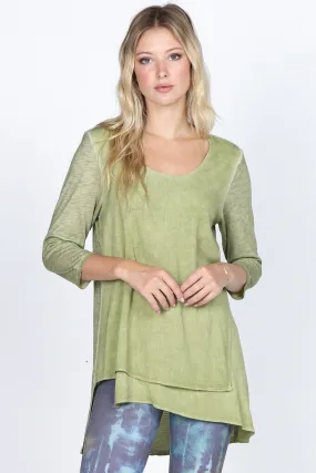 Layered Asymmetrical Oil Washed Tunic