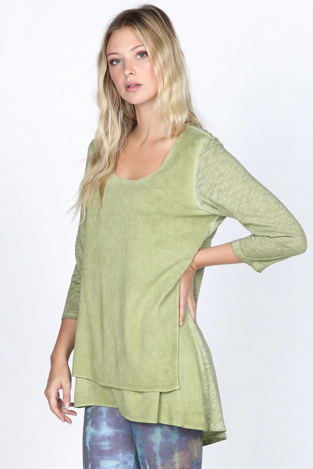 Layered Asymmetrical Oil Washed Tunic