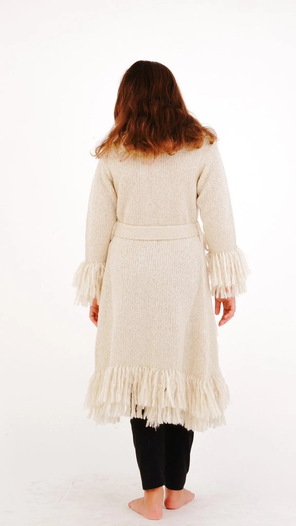 Long Fringed Warm Sweater Jacket