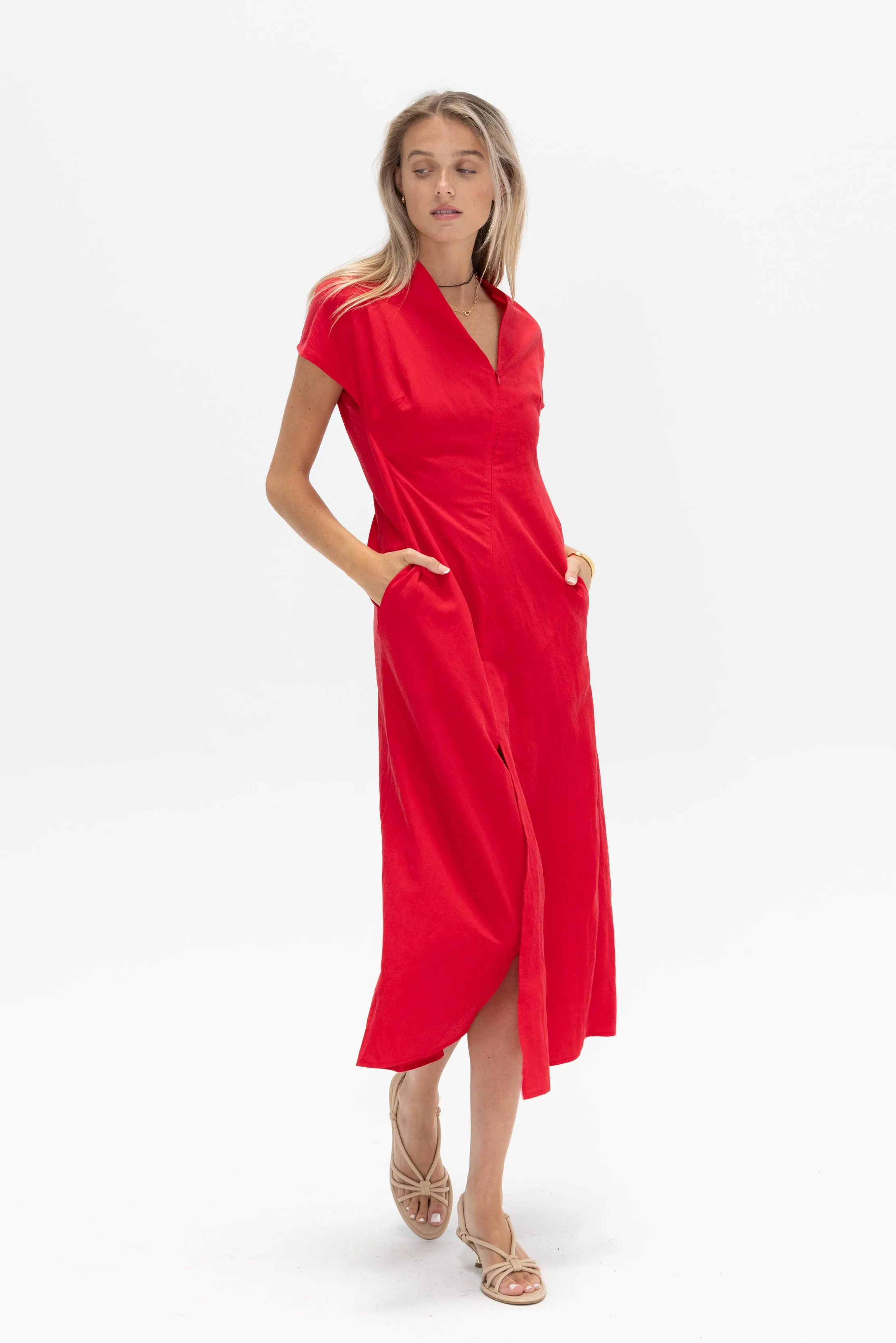 Long Silent Dress, Red