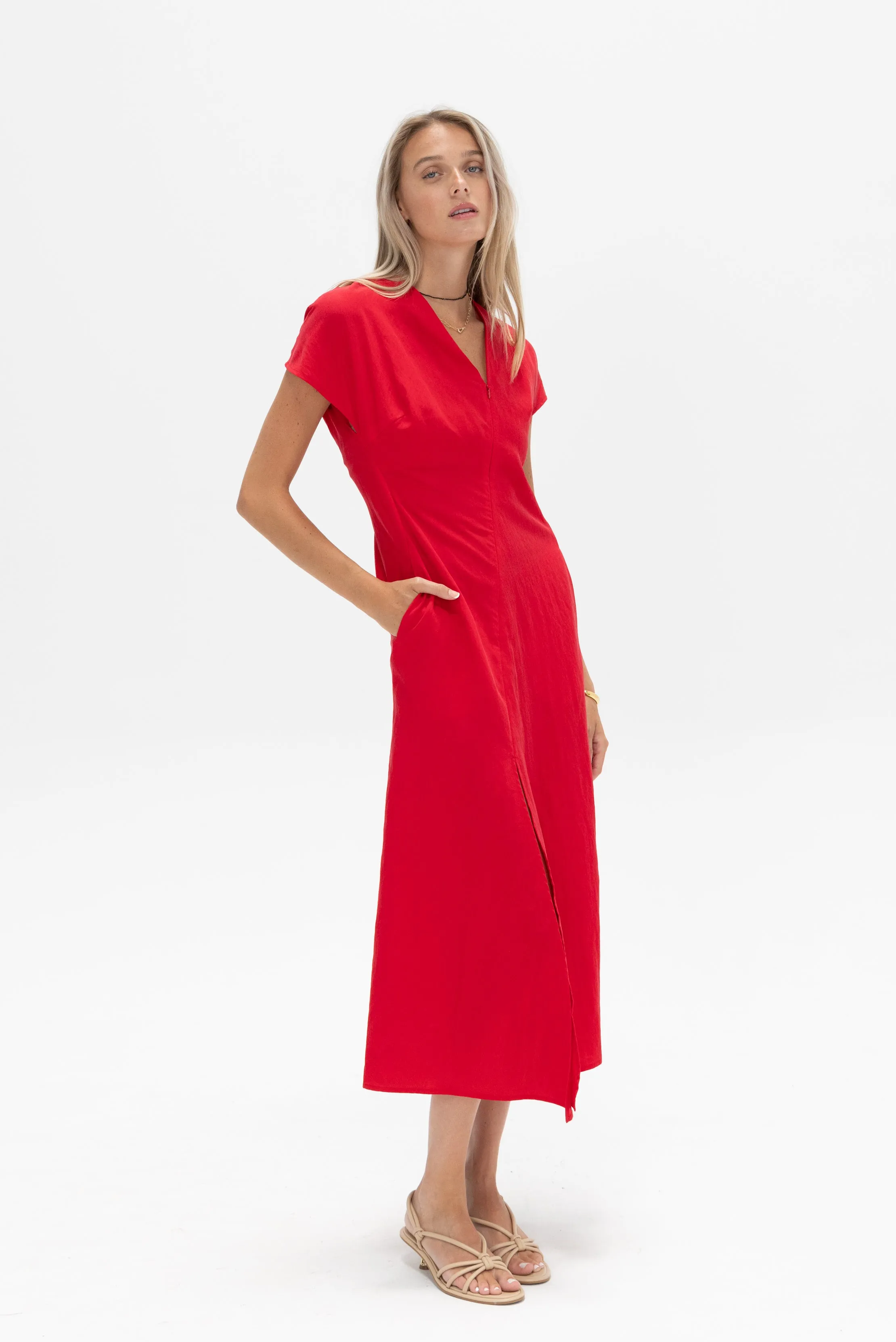 Long Silent Dress, Red