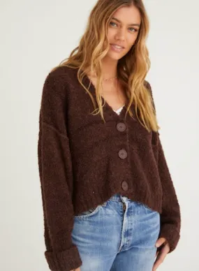 Long Sleeve Crop Cardigan - Chocolate