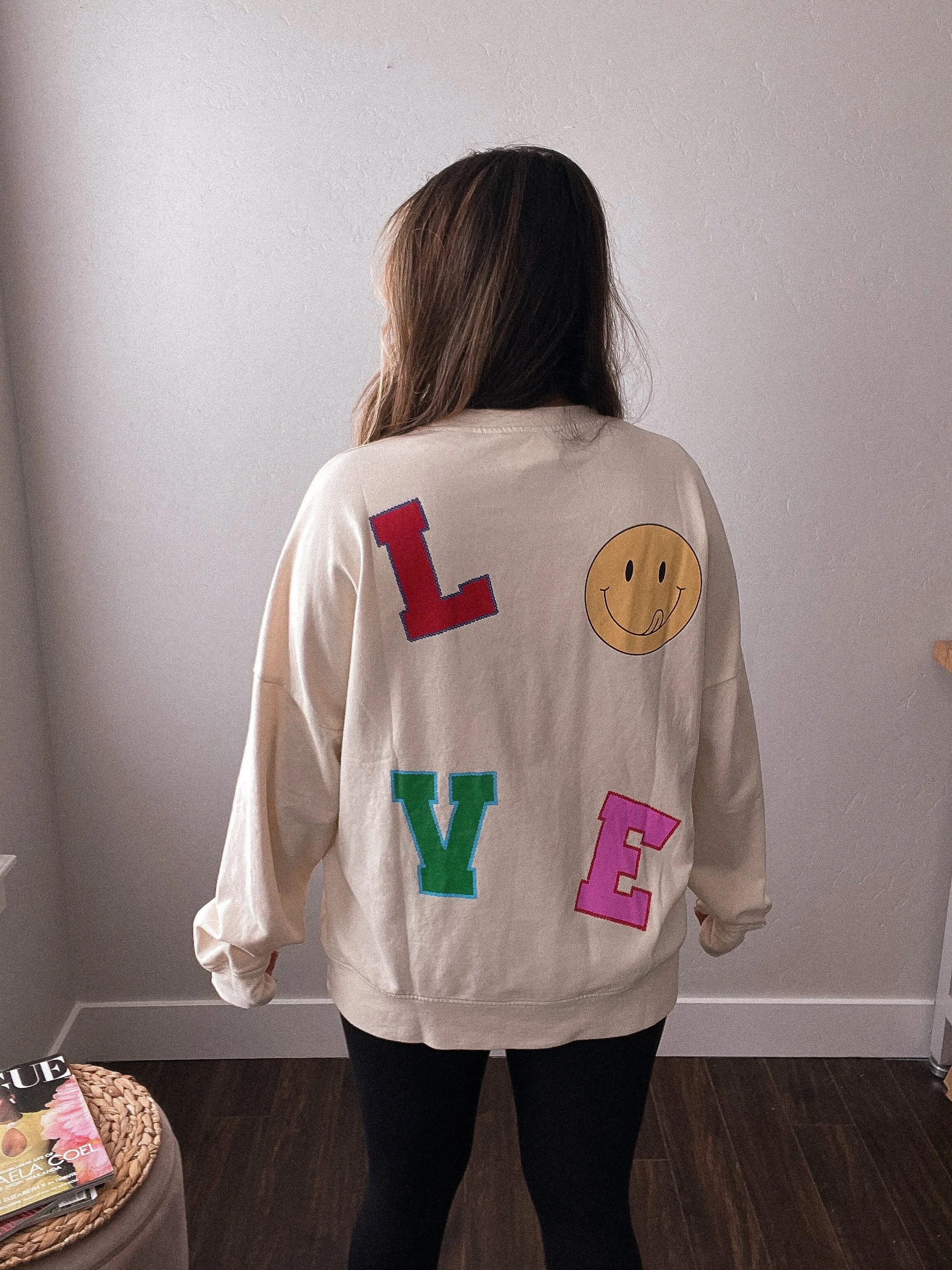 love smiley graphic sweater